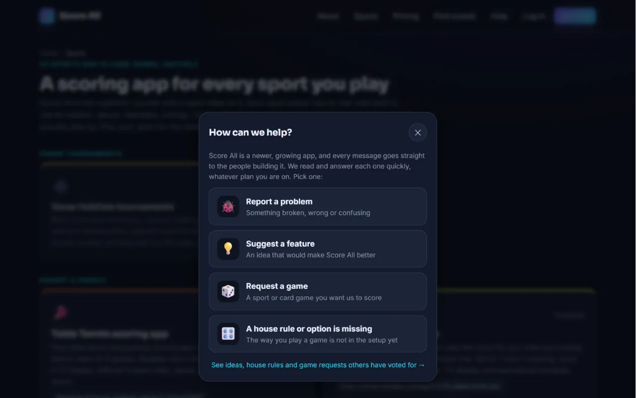 The Feedback panel with its four choices