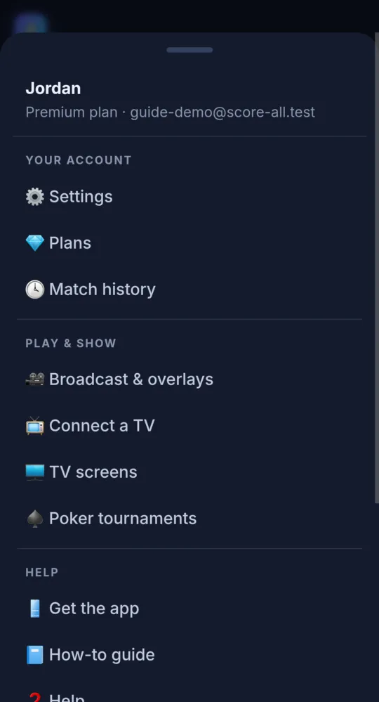 The avatar menu on a computer and the More sheet on a phone (on a phone)