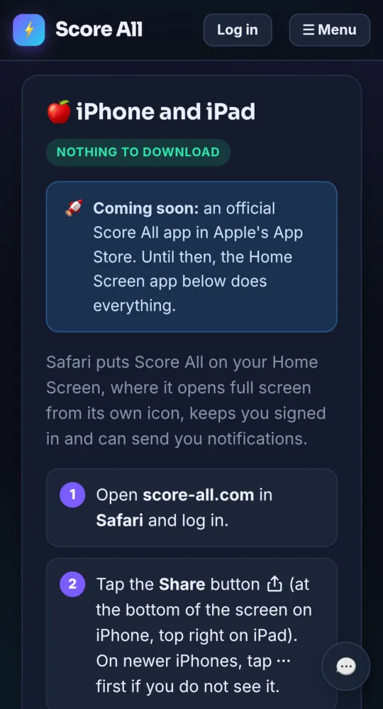 Add to Home Screen steps for iPhone (on a phone)