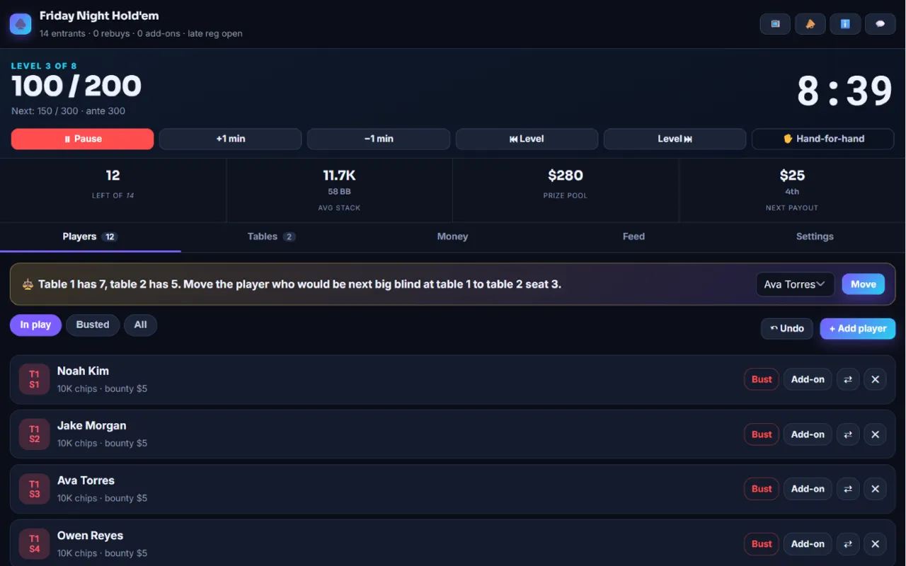 The poker director console