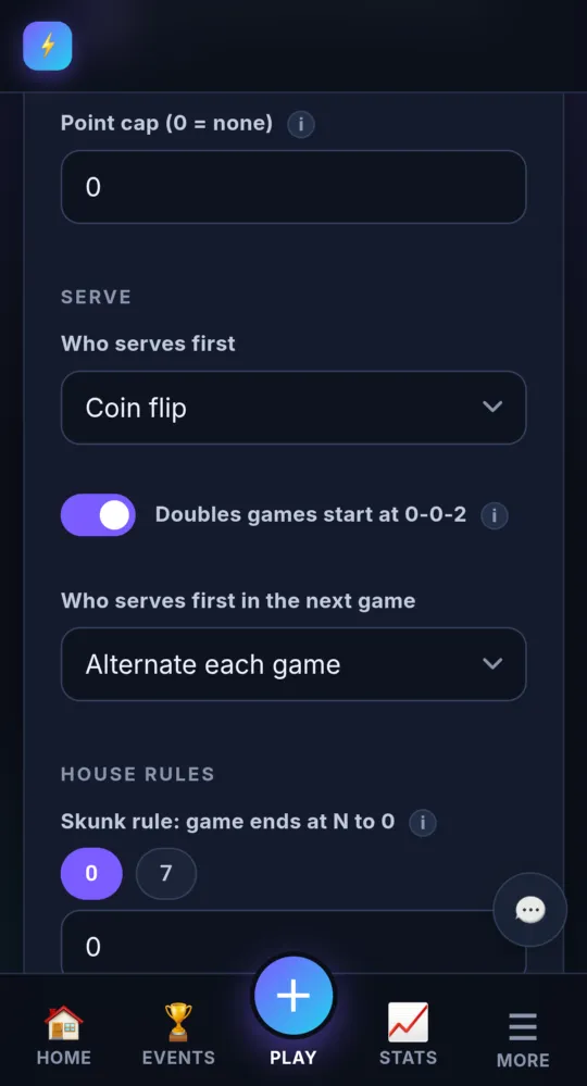 Presets and the rules for a sport, with the House rules group (on a phone)
