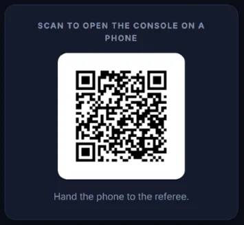 The console QR code on the Match ready page