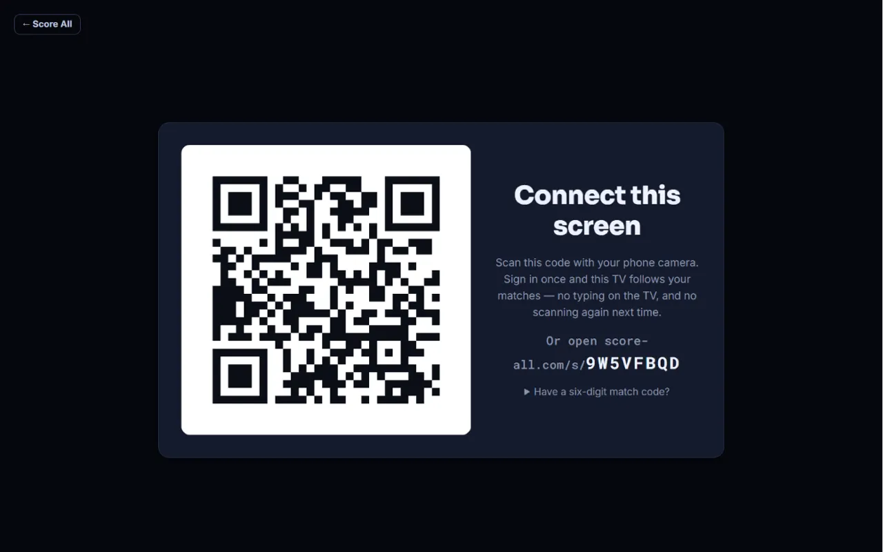 The Connect this screen page with its QR code