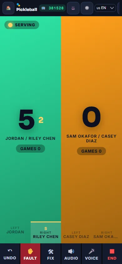 Referee console on a phone